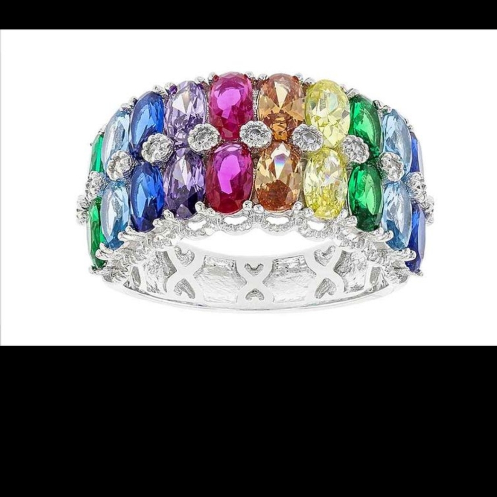 Sterling Silver Multi Gem Ring - image 1